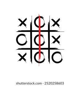 Tic-Tac-Toe game. Vector illustration. Hand drawn tic tac toe game logosymbol.