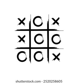 Tic-Tac-Toe Spiel. Vektorgrafik. Handgezeichnetes tic tac Toe Spiel Logosymbol.