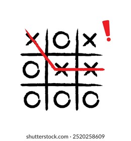 Tic-Tac-Toe game. Vector illustration. Hand drawn tic tac toe game logosymbol.