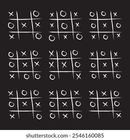 Tic-Tac-Toe game. Vector illustration. Hand drawn tic tac toe game.