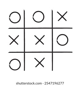 Tic-Tac-Toe game. Vector illustration. Hand drawn tic tac toe game.