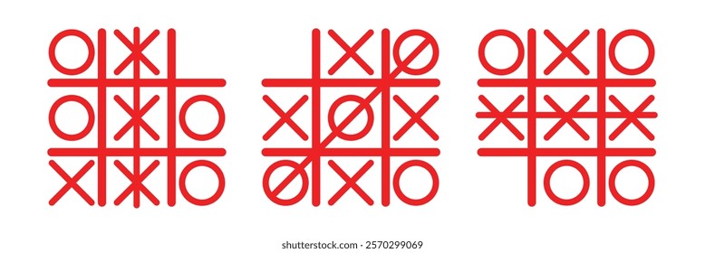 Tic-Tac-Toe game. Vector illustration. Hand drawn tic tac toe game. Eps 10.