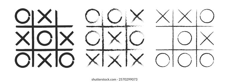 Tic-Tac-Toe game. Vector illustration. Hand drawn tic tac toe game. Eps 10.