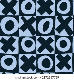 Tic-tac-toe seamless geometric abstract pattern. Chess board. Vector illustration