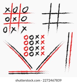 Tic-tac-toe set. Mini game. Vector stock illustration