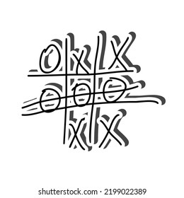 Tic-tac-toe sticker with shadow on education theme. Back to school. Vector illustration.