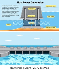 Tidal Electricity Concept for Science Education illustration