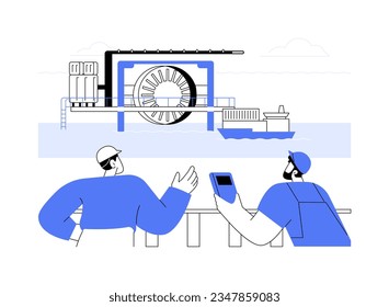 Tidal energy abstract concept vector illustration. Group of engineers control renewable tidal energy, ecology environment, sustainable technology, alternative resource abstract metaphor.