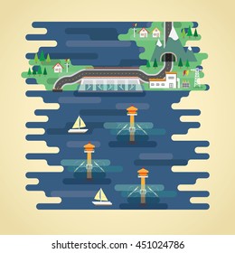tidal energy in flat design