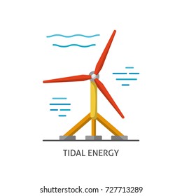 Tidal Energy Icon Isolated On White Background. Water Turbine Symbol In Flat Style. Renewable Energy Sign.