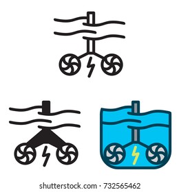Tidal energy icon vector in three variations. 