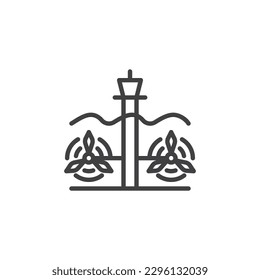 Tidal energy line icon. linear style sign for mobile concept and web design. Tidal power outline vector icon. Symbol, logo illustration. Vector graphics