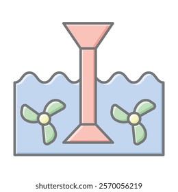 
Tidal energy lineal color icon , vector, pixel perfect, illustrator file 