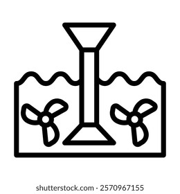Tidal energy Outline bold Vector Icon which can be easily modified or Edited  