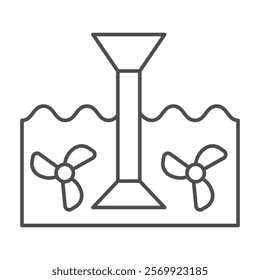 Tidal energy thinline icon, editable vector icon, pixel perfect, illustrator ai file 