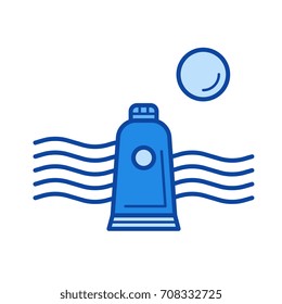Ícone de linha de vetor de energia de maré isolado no fundo branco. Ícone de linha de energia de maré para infográfico, site ou aplicativo. Ícone azul projetado em um sistema de grade.