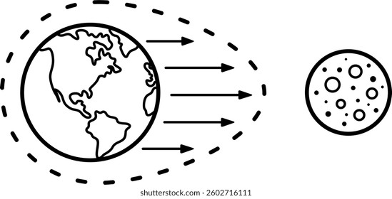 Tidal force. Vector outline icon.