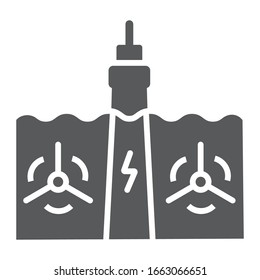 Tidal Power glyph icon, technology and alternative energy, hydroelectric sign, vector graphics, a solid pattern on a white background, eps 10