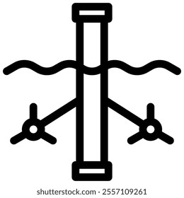 tidal power icon with black outline style