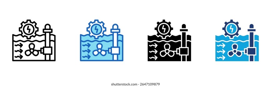 Tidal Power icon Multi Style Vector Illustration