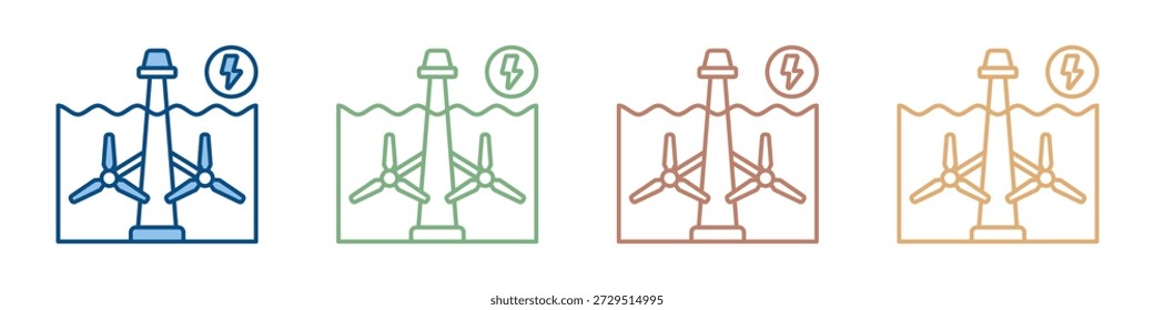 Tidal Power Icon Set Multiple Style Collection