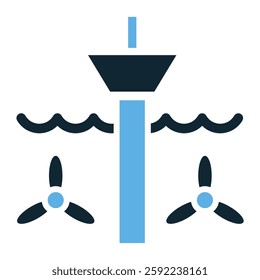 tidal power icon vector, symbolizing renewable energy from water movement. Ideal for sustainable energy, eco-friendly power, and green technology