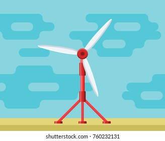 Tidal power station. Flat style cartoon tidal tower station. Innovation clean power source. Renewable energy concept. Vector illustration.