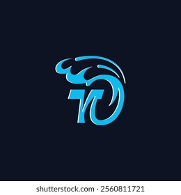 Tidal waves trendy letter N in 3d logo