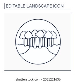 Tide Line Icon. Rise And Fall Of Sea Level. Changes Due To Gravitational Pull Of Moon And Sun. Landscape Concept.Isolated Vector Illustration. Editable Stroke