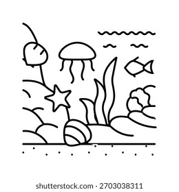 maré piscina ecossistema mundo ícone da linha do oceano vetor. maré piscina ecossistema mundo sinal do oceano.