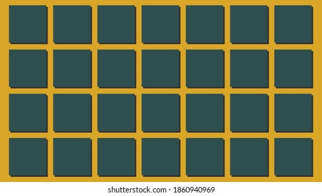 Tidewater Green Color Square Pattern Vector Illustration on Golden Yellow Background