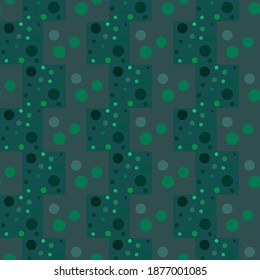 Tidewater green geometric pattern of small, large circles. Tidewater green background with light, dark green abstract