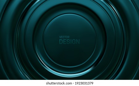 Tidewater green radial background. Soft geometric backdrop. Neumorphism style vector illustration. Abstract concentric geometry. Minimalist decoration.