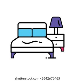 Tidy Bed Vector Filled outline illustration style icon. EPS 10 file 
