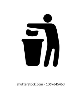 Tidy man symbol, do not litter icon, keep clean, dispose of carefully and thoughtfully symbol
