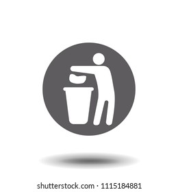 Tidy man symbol, do not litter icon, keep clean, dispose of carefully and thoughtfully symbol
