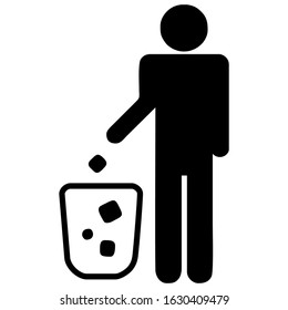 Tidy man symbol, do not litter icon, keep clean, dispose of carefully and thoughtfully symbol