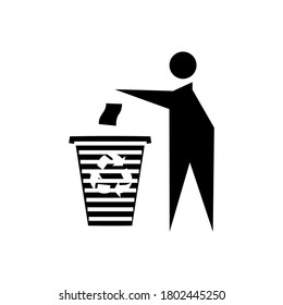 Tidy man symbol, do not litter icon, keep clean, dispose of carefully and thoughtfully symbol
