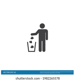 Tidy man Symbol, nicht Einstreu Ikone, sauber halten, vorsichtig und sorgfältig Symbol entsorgen