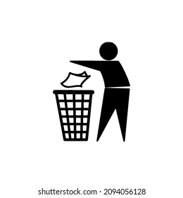 Tidy man symbol, do not litter icon, keep clean, dispose of carefully and thoughtfully symbol