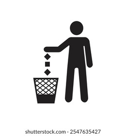 Tidy man symbol, do not litter icon, keep clean, dispose of carefully and thoughtfully symbol	
