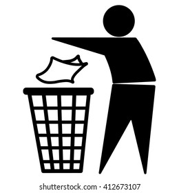 Tidy man symbol , do not litter icon , keep clean , dispose of carefully and thoughtfully symbol. vector illustration