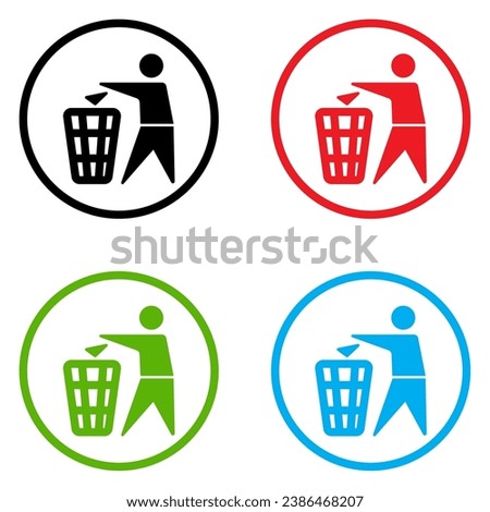 Tidy man symbol, do not litter icon, keep clean, dispose of carefully and thoughtfully symbol. Trash icon isolated on a white background. Vector illustration.