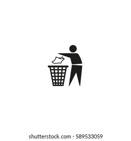 Tidy man symbol isolated on white background vector illustration. Do not litter, keep clean , dispose of carefully and thoughtfully sign. International standard black packaging pictogram.