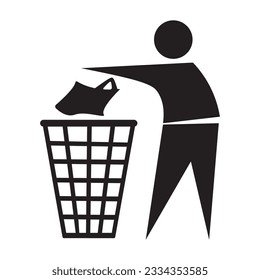 Tidy man symbol. Pictogram that asks consumers to dispose of packagingdo not litter icon. Vector illustration