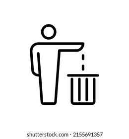 Tidy Man symbol, Trash Bin icon, Keep Clean, Carefully Dispose of Symbol