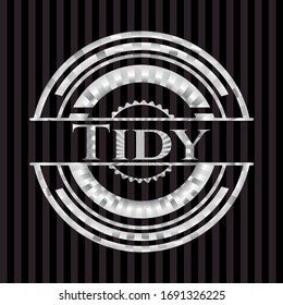 Tidy silver shiny emblem]. Vector Illustration. Mosaic.