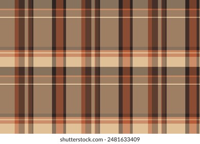 Tidy tartan seamless texture, skill check fabric textile. Presentation pattern background vector plaid in orange and dark colors palette.