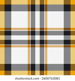 Tidy vector seamless pattern, craft texture check plaid. Layer fabric tartan textile background in white and black colors palette.