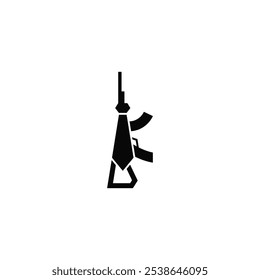 
Corbata y combinación de diseño de logotipo de arma automática.